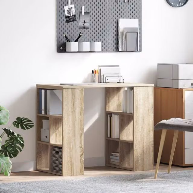 Berkfield Home Modern Corner Desk in Brown Sonoma Oak MDF