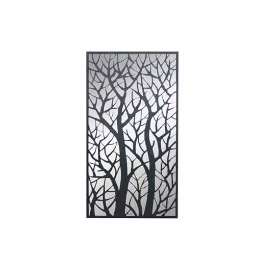 Melody Maison Black Shabby Chic Floral Metal Garden Wall Mirror, W: 90 cm, H: 50 cm – 3