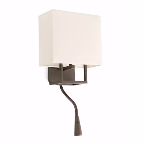 Netlighting Vesper Adjustable Reading Wall Lamp in Brown with Fabric Shade and E14 Socket – 1