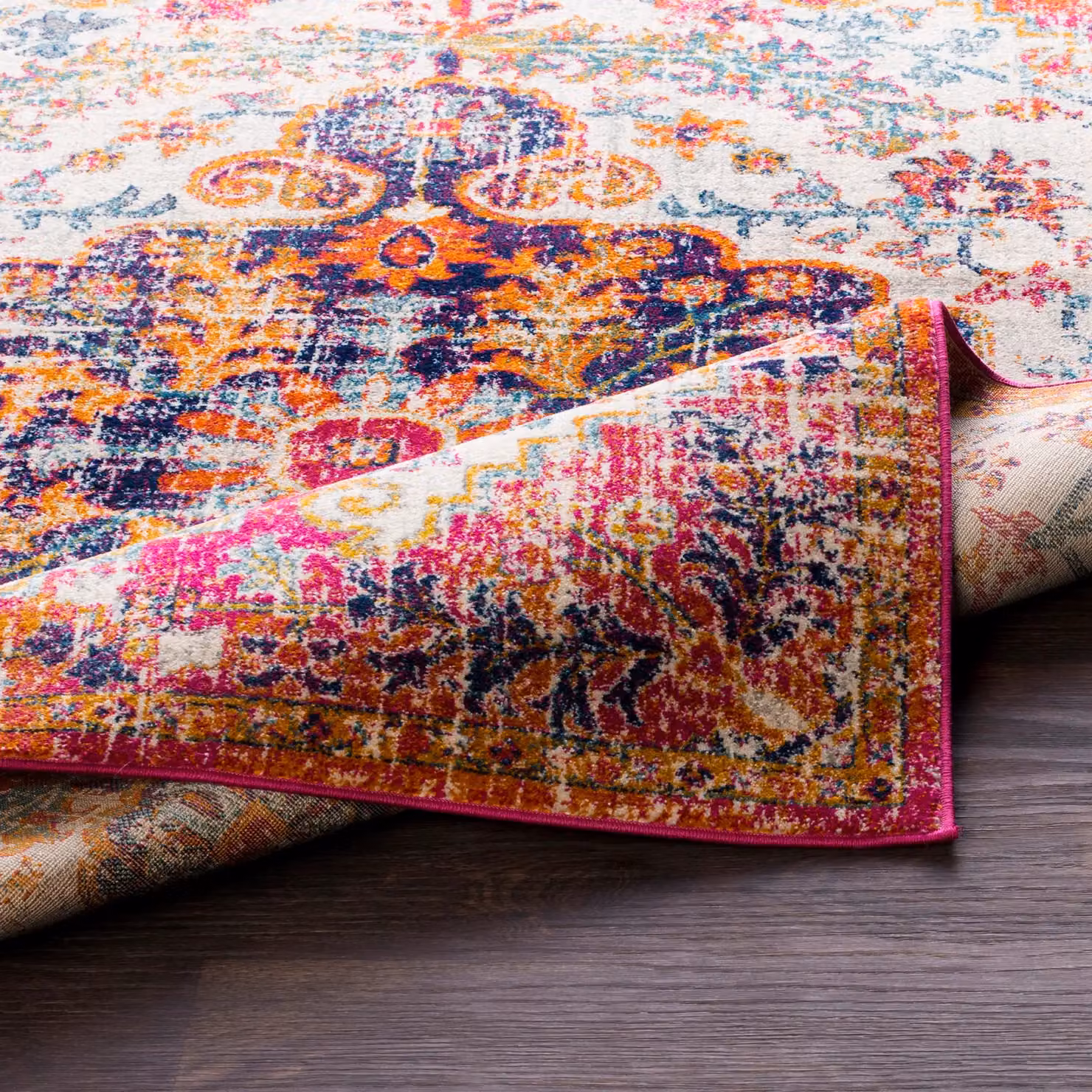 Livabliss Harput Vintage Pink Multicolour Traditional Boho Living Room Rug, W: 200 cm, L: 275 cm – 2