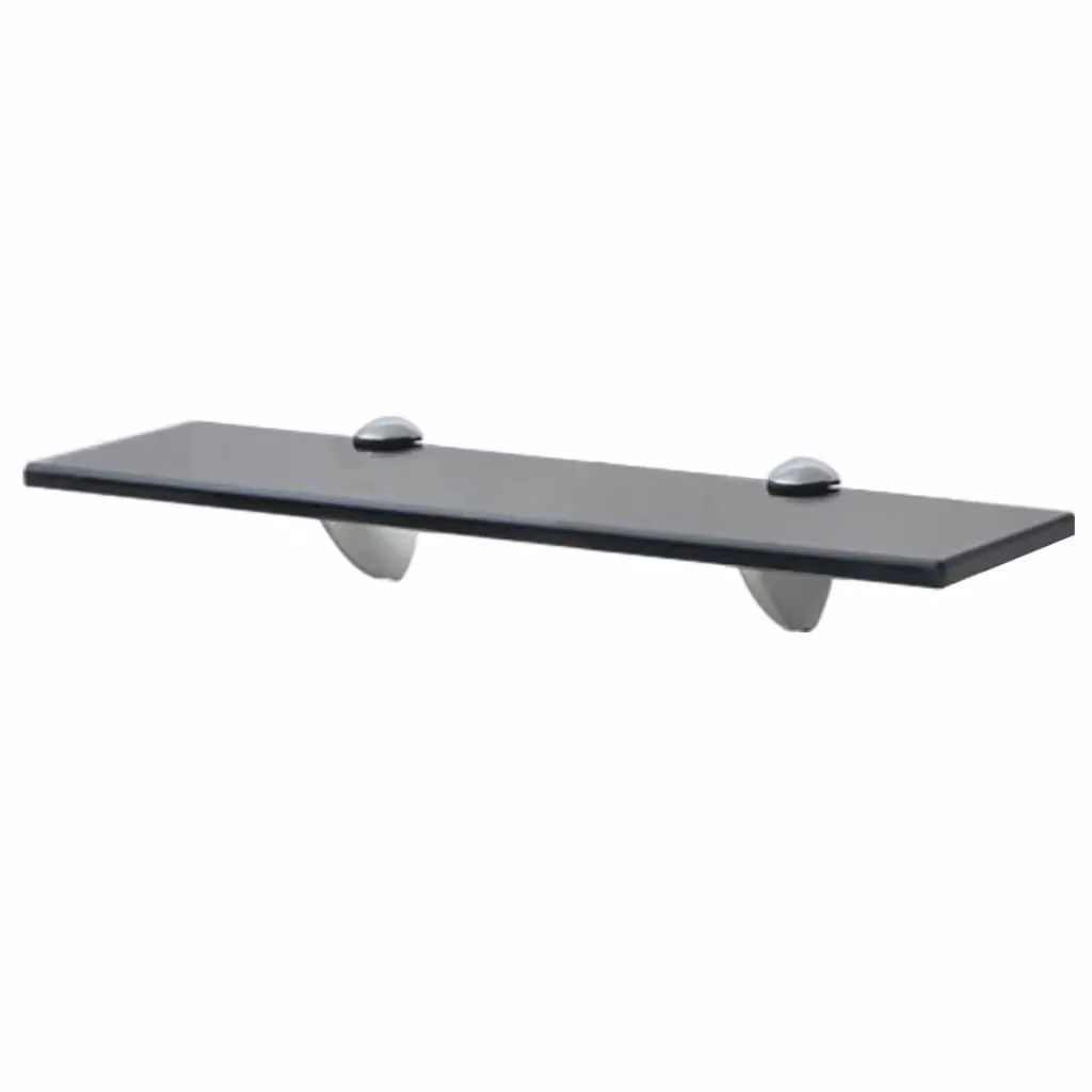 Berkfield Home Black Glass Floating Shelves, 2 Pack, W: 40 cm, D: 20 cm – 2