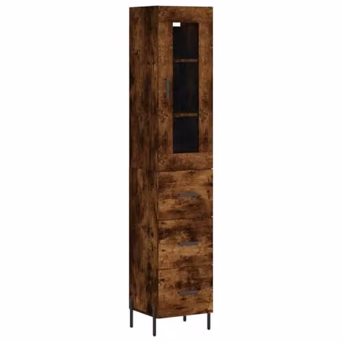 vidaXL Modern Smoked Oak Highboard and Sideboard Storage Cabinet in Brown