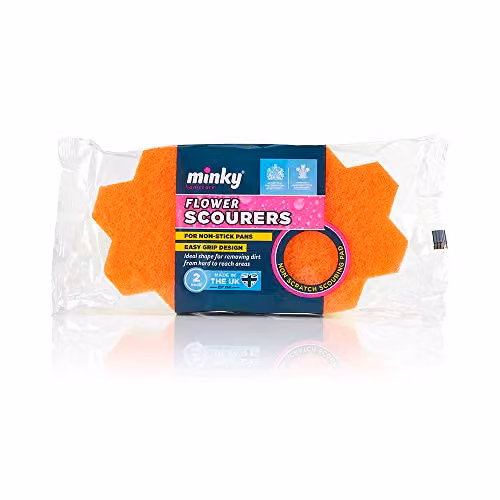 Minky Flower Scourers, Orange, Pack of 2