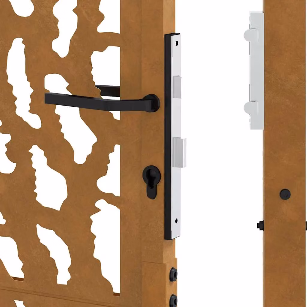 Berkfield Home Garden Gate in Brown Weathering Steel, W: 105 cm, H: 155 cm – 4