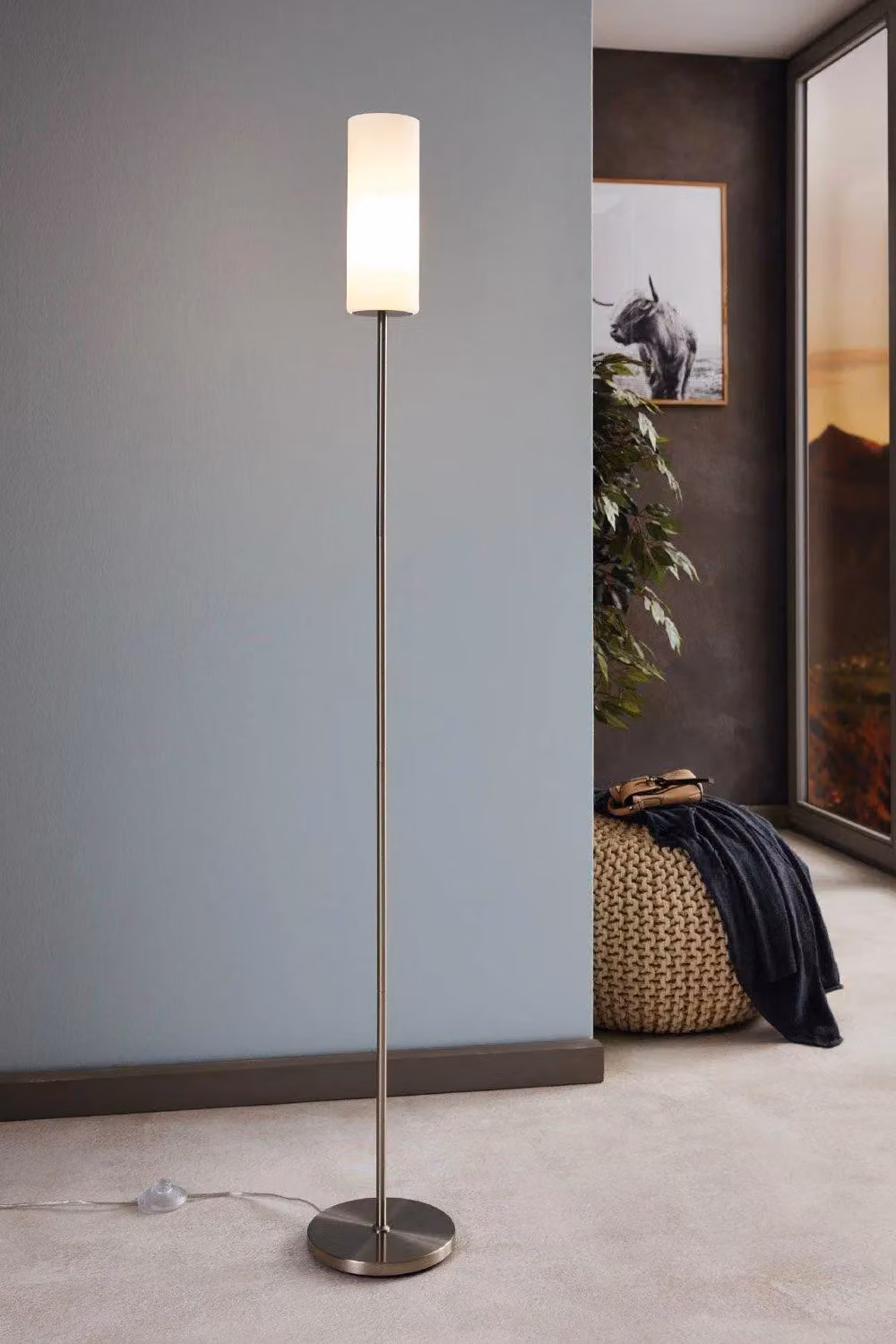 Eglo Troy Modern Silver Metal and White Glass Floor Lamp – 3