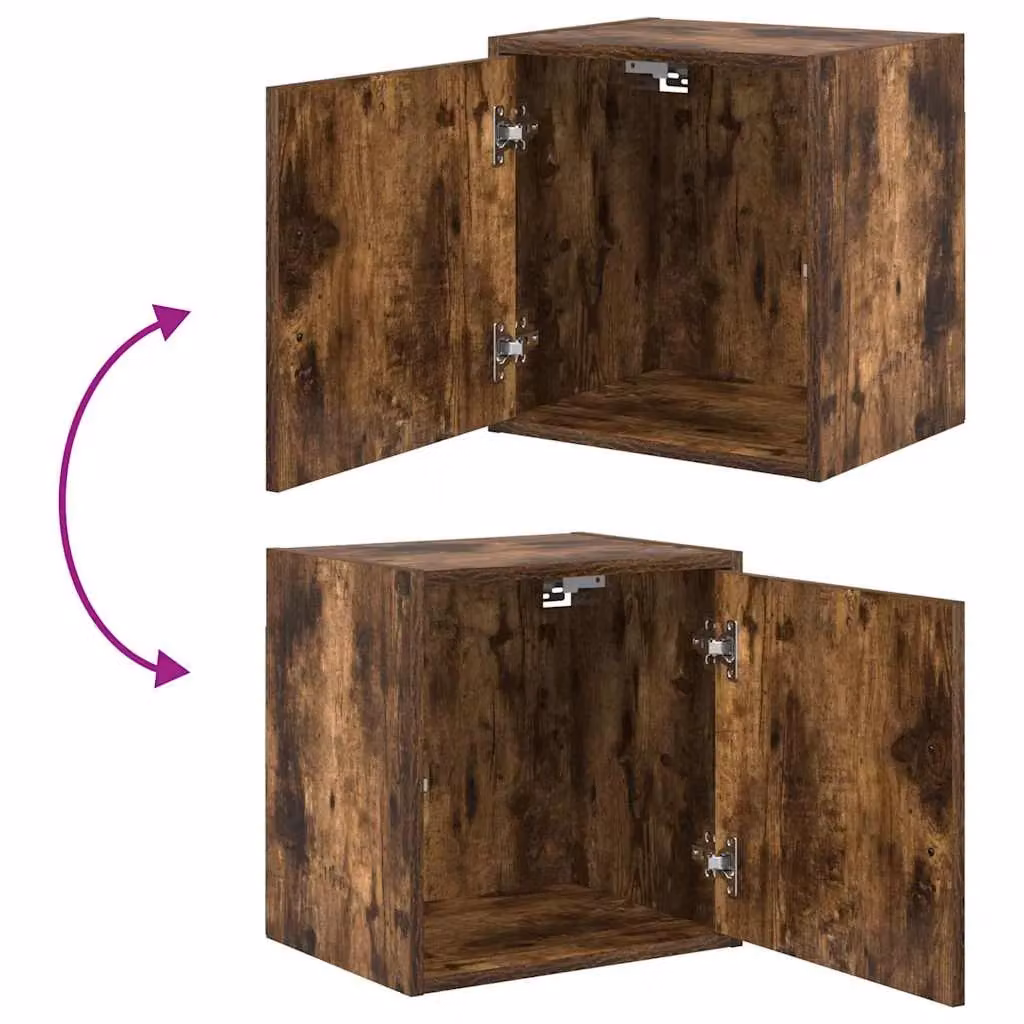 Berkfield Home Garage Wall Cabinets, 2 Piece Set in Smoked Oak Brown Engineered Wood – 6