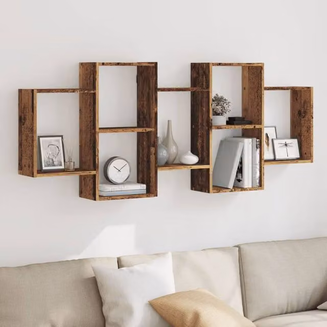 Berkfield Home Wall Mounted Old Wood Shelf in Brown, W/D/H: 159 x 18 x 65 cm – 1