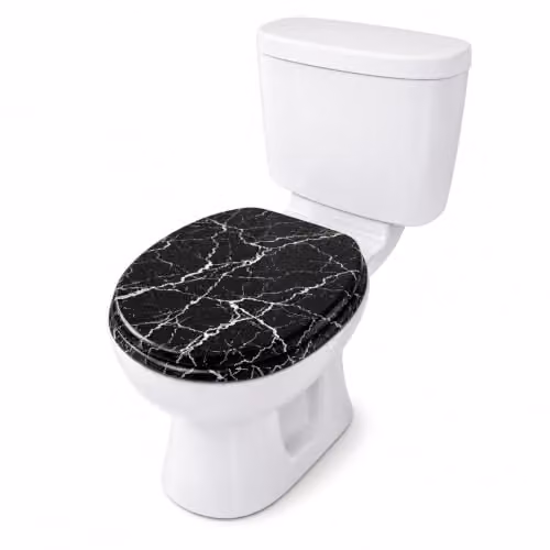 Spot On Dealz Black Marble Effect Oval MDF Wood Toilet Seat, 45.72 cm – 6
