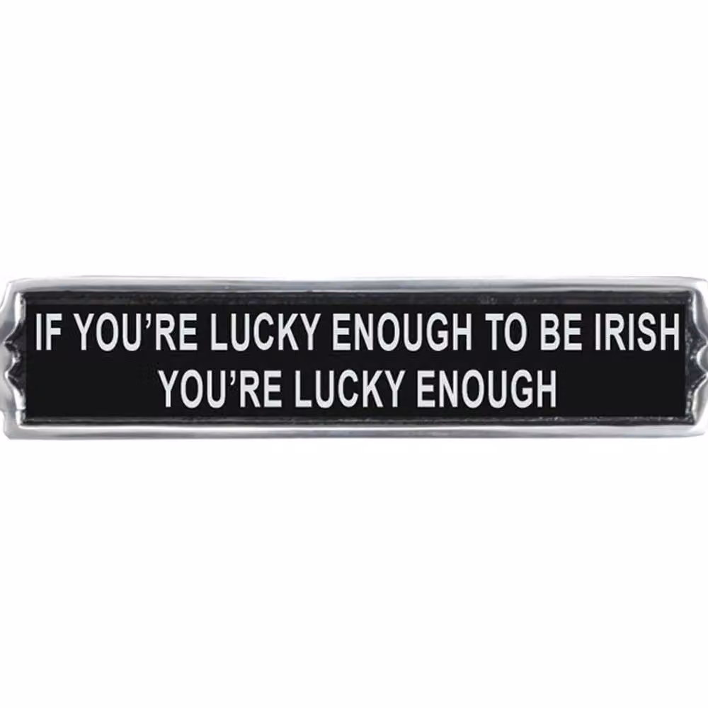 Minster If You're Lucky Enough Wall Plaque in Black Metal, W: 30 cm, H: 6 cm – 2