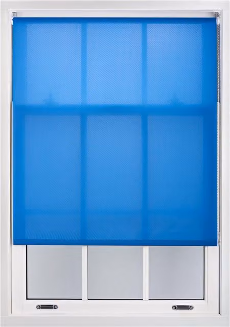 Furnished Blue Semi-Transparent Polyester Roller Blinds, W: 105 cm, H: 165 cm