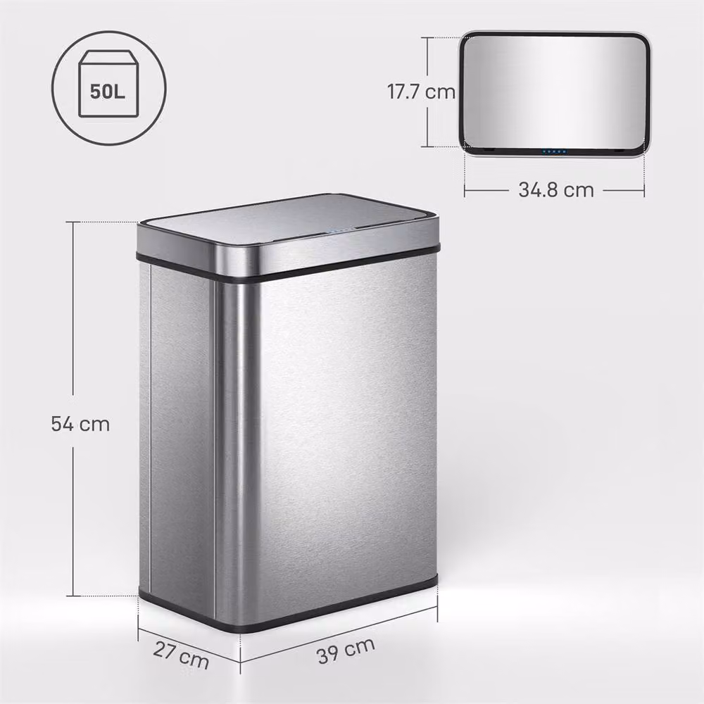 Nordara Silver Fingerprint Proof Sensor Bin 50L W: 80 cm x H: 54 cm x D: 100 cm – 2