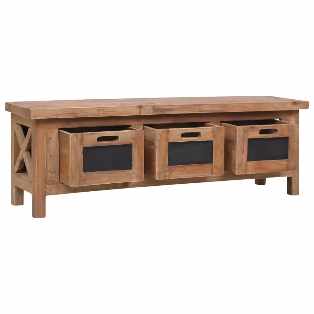 Berkfield Home Rustic Solid Mahogany Wood TV Cabinet in Brown, W/D/H: 120 x 30 x 40 cm – 2