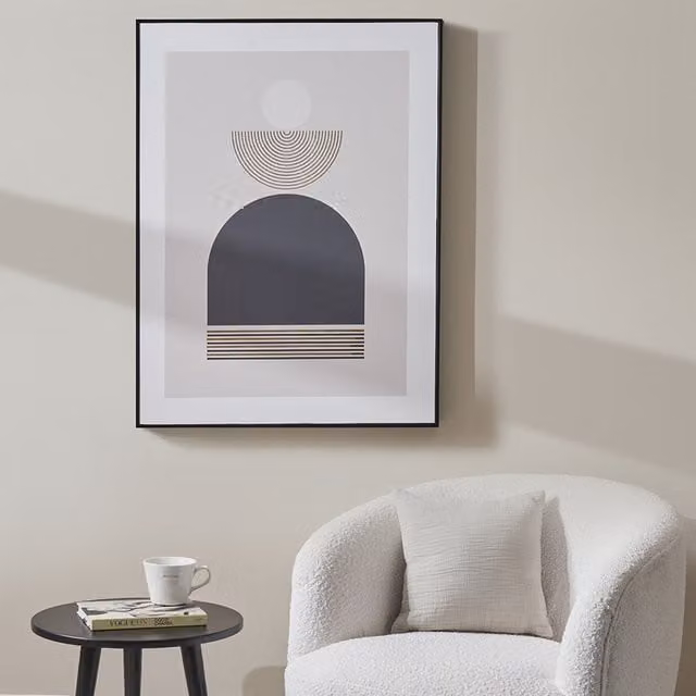 Pacific Lifestyle Abstract Geometric Art Deco Framed Wall Print in Black and Gold