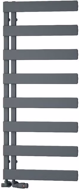 Bathroom Kingdom Carpena Anthracite Designer Flat Panel Aluminium Heated Towel Rail, Grey, H: 119 cm, W: 50 cm