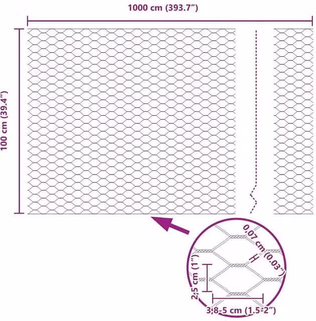 Berkfield Home Green PVC-Coated Steel Hexagon Fence, H: 1 m x W: 10 m