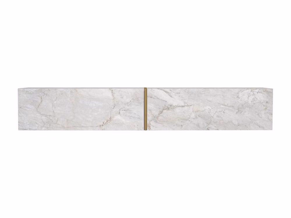 Vente-unique DINOMA Wall-Mounted TV Unit with 2 Doors in White Marble Effect, W: 181.8 cm, D: 31.7 cm, H: 30.0 cm – 2