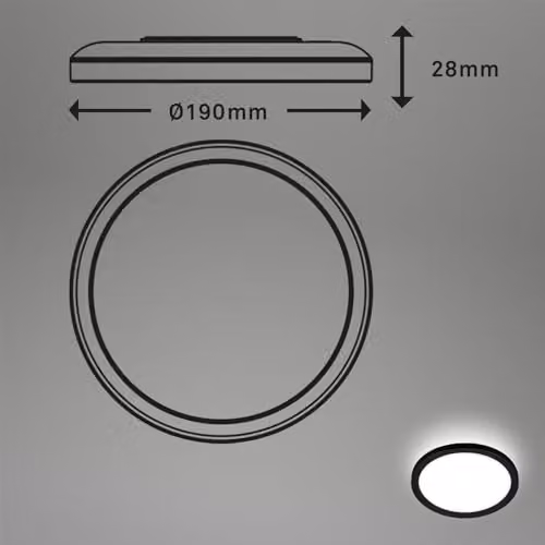 Briloner Black LED Slim Round Ceiling Light, 12W, 1400lm, 4000K Cool White, Diameter: 19 cm – 4