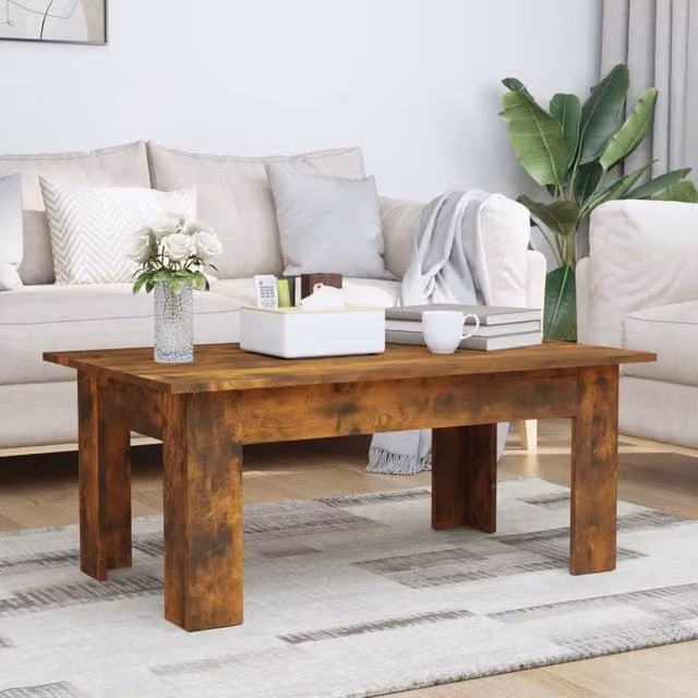 Berkfield Home Modern Smoked Oak Coffee Table in Brown, W/D/H: 100 x 60 x 42 cm – 1
