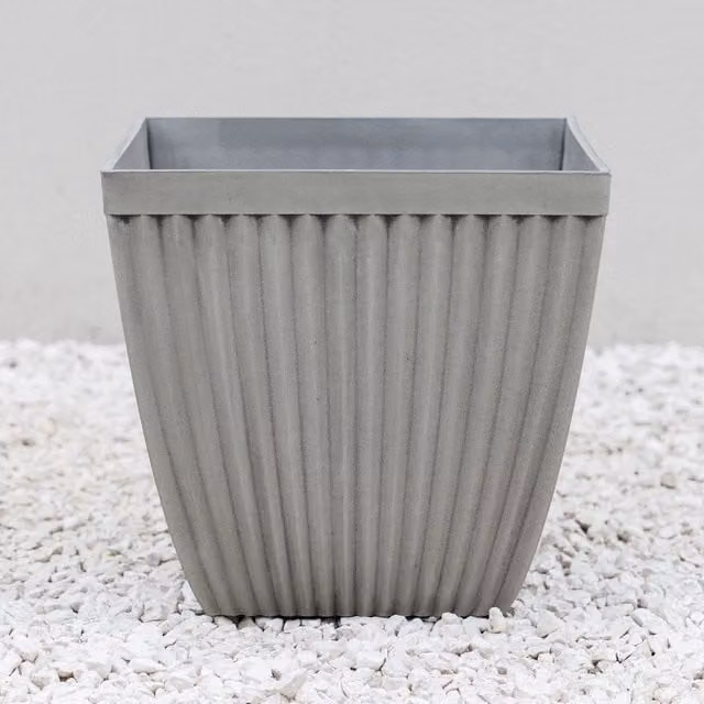 Primrose Flared Square Outdoor Plant Pot and Planter in Grey