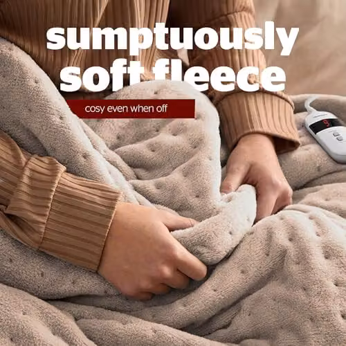Silentnight Comfort Control Heated Throw Blanket, Luxury Fleece Electric Overblanket in Sand, W/D/H: 120 x 160 cm – 3