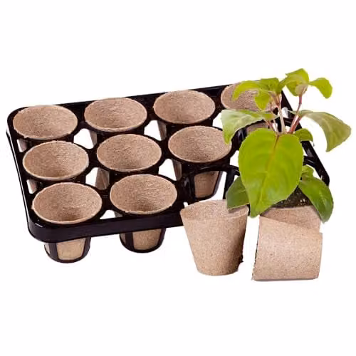 YouGarden Skelly Tray with 36 Jiffy Bio Pots and Black Plastic Planter Tub – 1