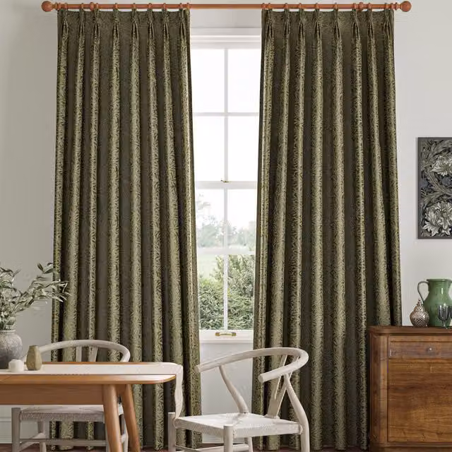 William Morris At Home Floral Art Nouveau Blackout Fabric Panel in Green