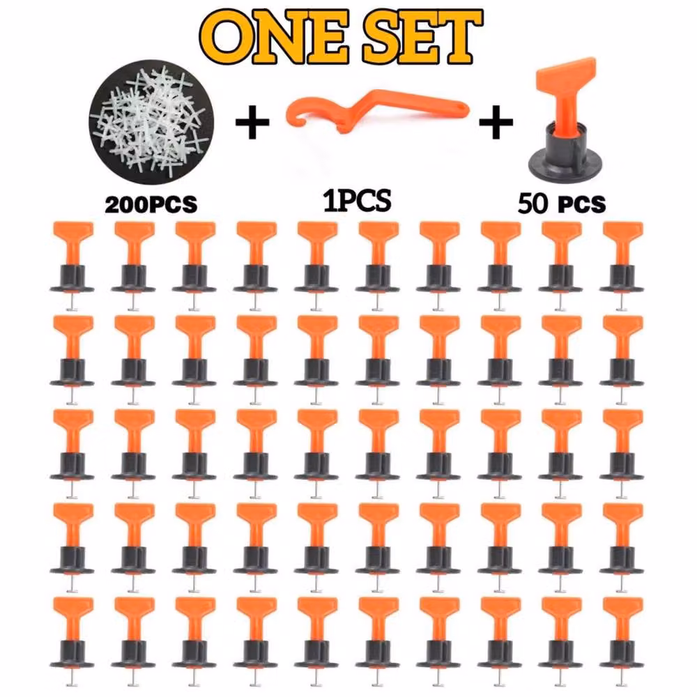 SPETLEK Tile Leveling System Kit in Orange with 50 Clips, 1 Wrench and 200 Spacers – 2
