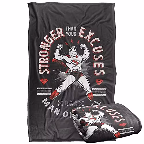 Warner Bros. Superman Dad Stronger Than Your Excuses Super Soft Fleece Throw Blanket, Multicolour, W/D/H: 91 x 147 cm – 1