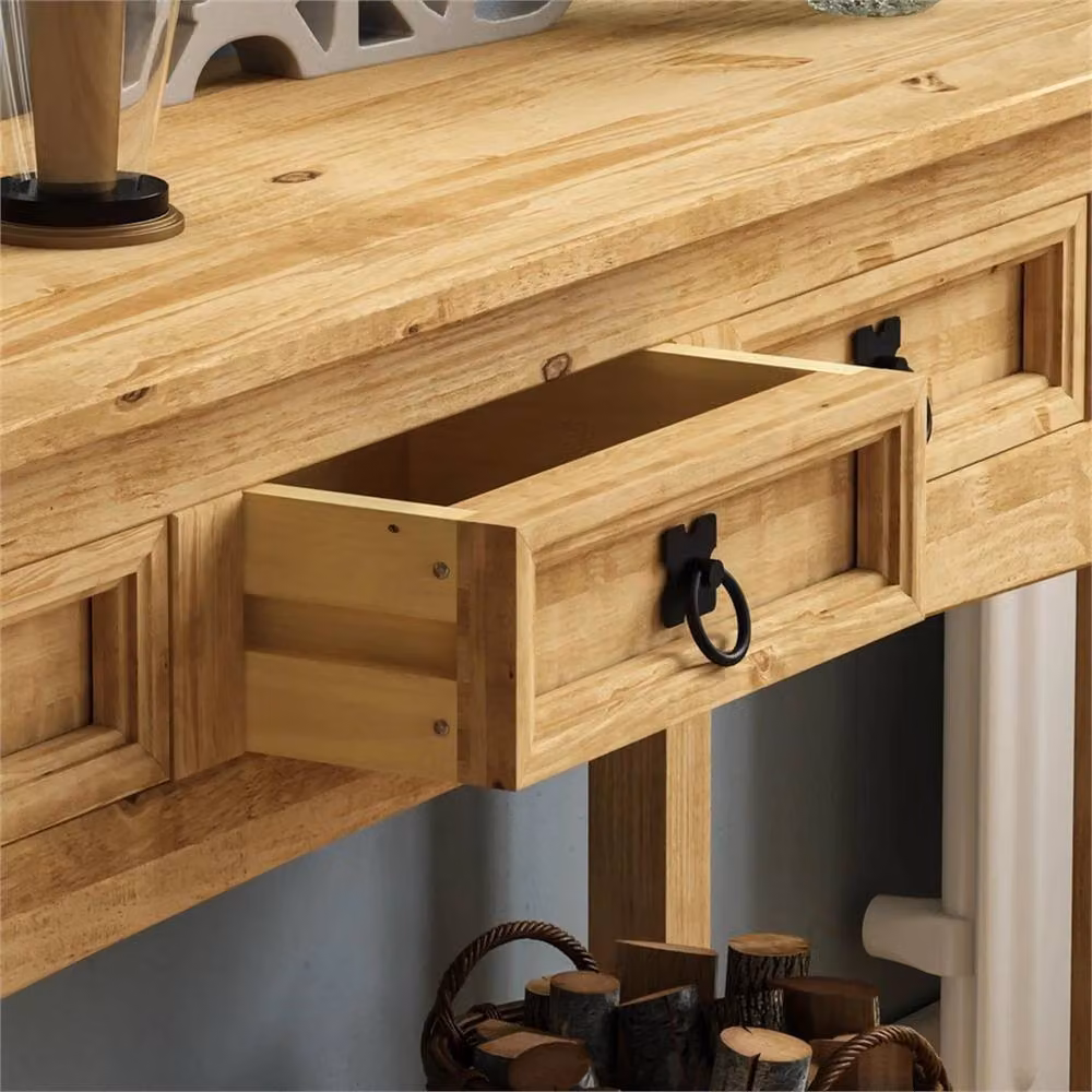 EONLION Modern Brown Wood Console Table with 3 Drawers and 1 Shelf, Width: 100 cm – 4