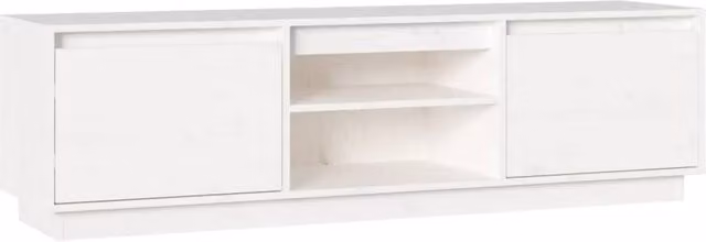 Berkfield Home White Rustic Solid Wood Pine TV Cabinet W: 140 cm, D: 35 cm, H: 40 cm