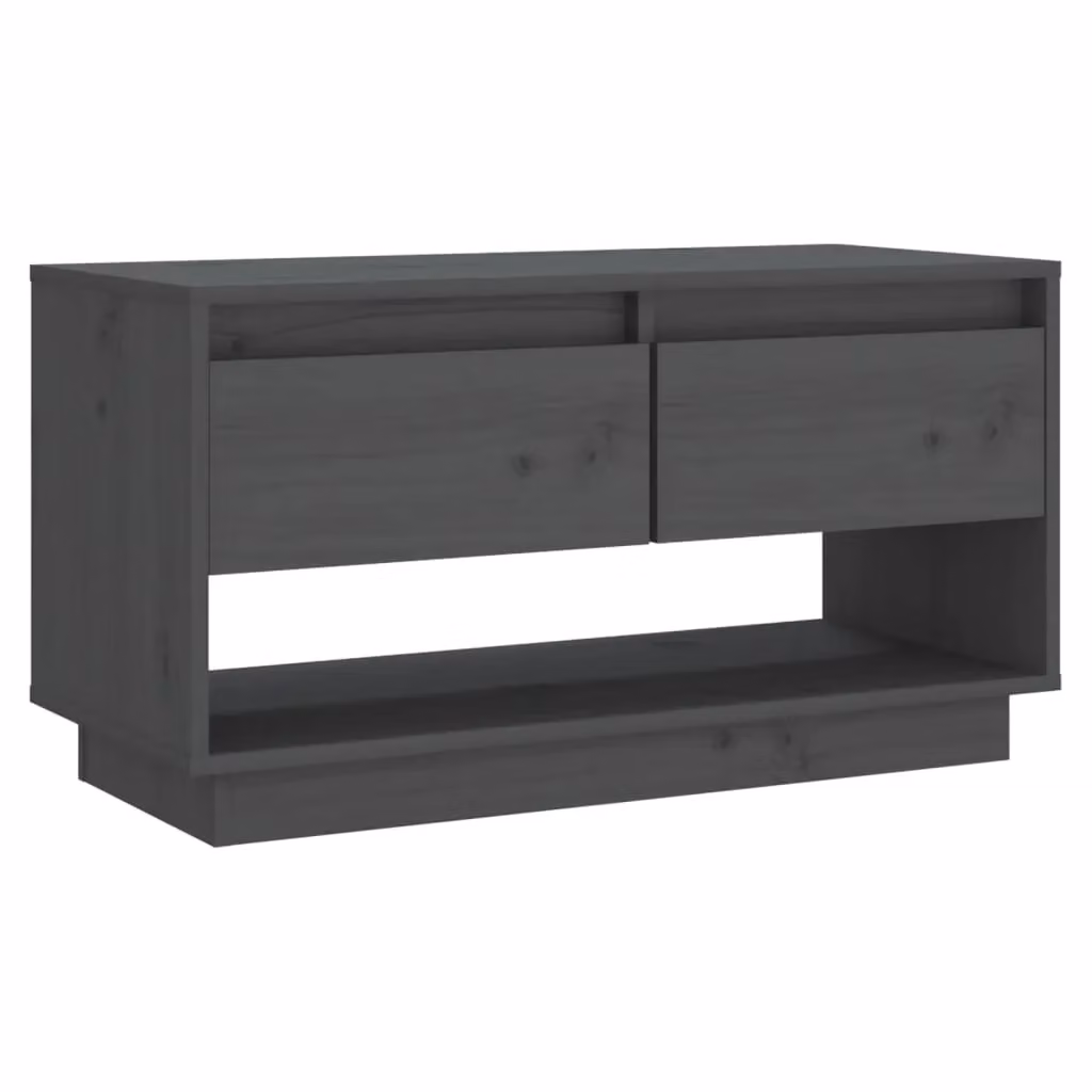 Berkfield Home Grey Rustic Solid Pine TV Cabinet W: 74 cm, D: 34 cm, H: 40 cm – 2