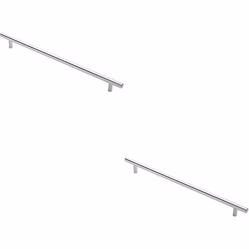Loops 2 Pack Round T-Bar Cabinet Pull Handles in Chrome, W: 34.8 cm, D: 1.2 cm, Fixing Centres: 28.8 cm