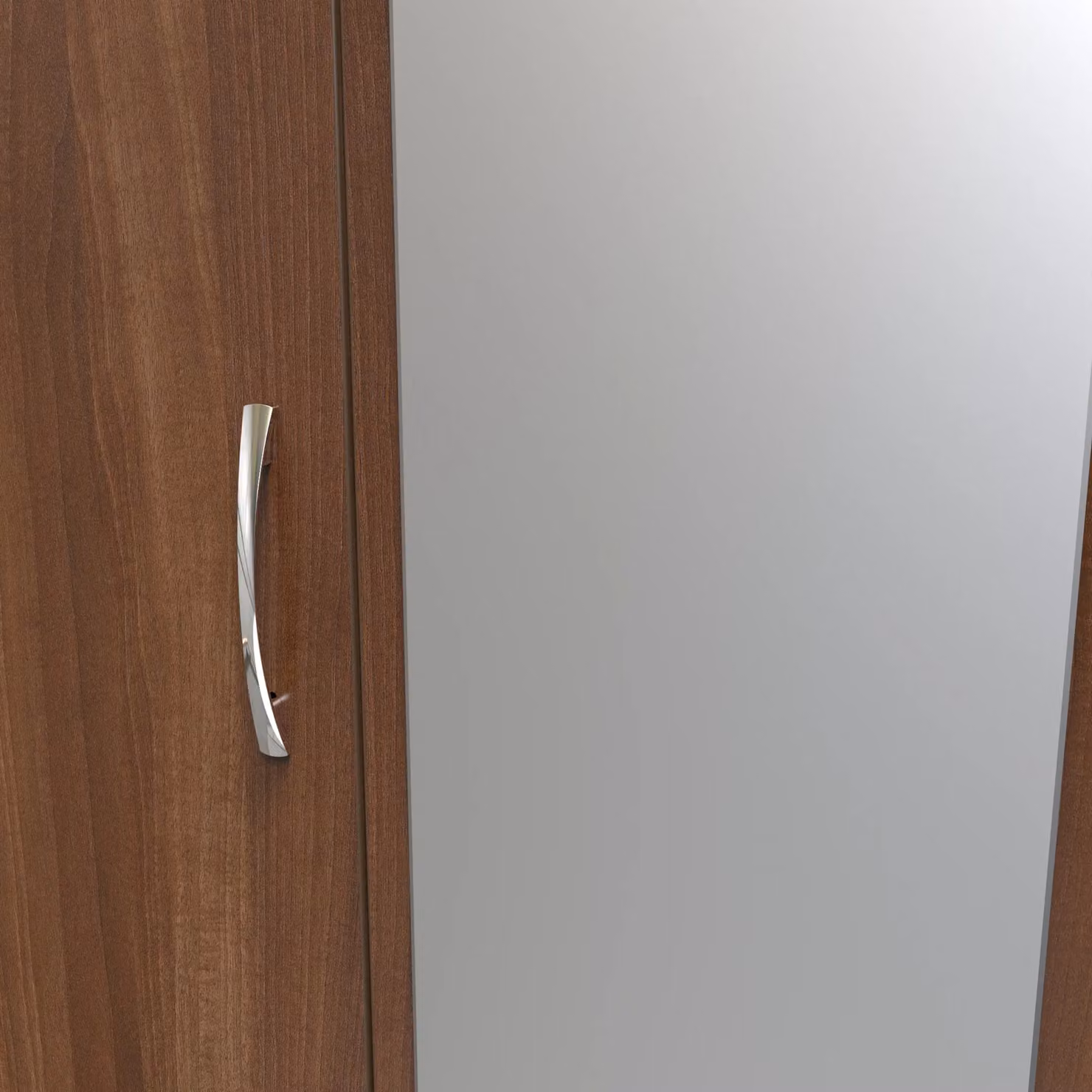 2 U Hampshire Ready Assembled Triple Wardrobe with Mirror and Drawers in Walnut – 3
