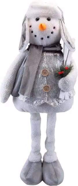 VFM e-Store Silver Standing Snowman Christmas Decoration, H 62 cm x W 40 cm – 1
