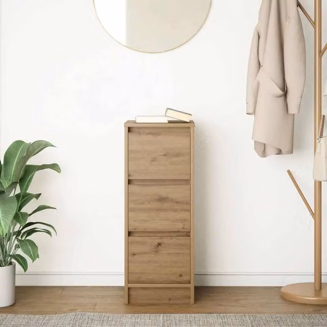 Berkfield Home Artisan Oak Sideboard in Brown, W/D/H: 29.5 x 34 x 76 cm