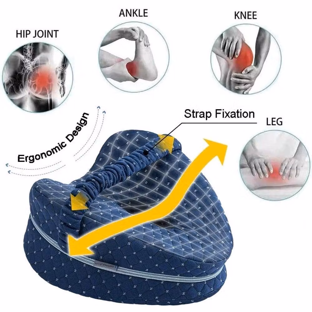 NESTLUNE Blue Contoured Wedge Knee Pillow for Sciatica and Hip Pain Relief – 4