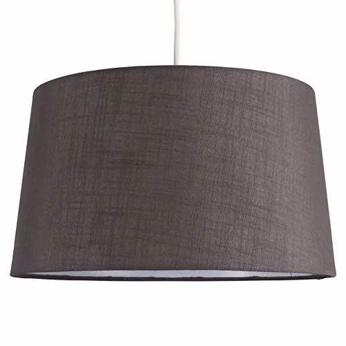 MiniSun Modern Grey Faux Linen Tapered Cylinder Lampshade, Width: 40 cm – 1