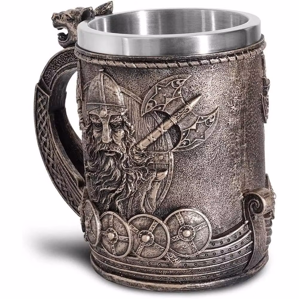 NESTLUNE Viking Norse Drinking Mug Beer Stein in Grey, 550ml – 5