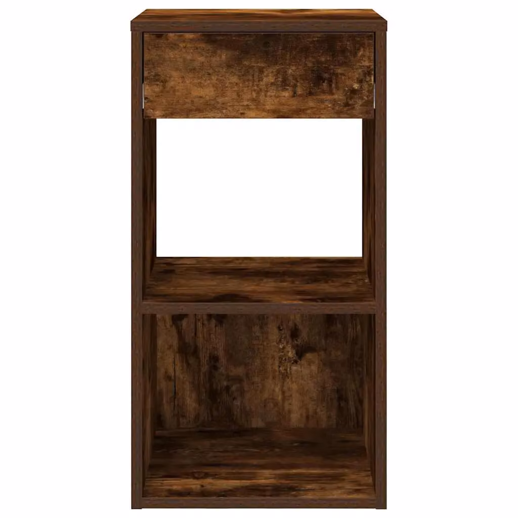 Berkfield Home Set of 2 Bedside Cabinets with Drawer in Smoked Oak Brown, W/D/H: 35 x 34 x 66.5 cm – 3