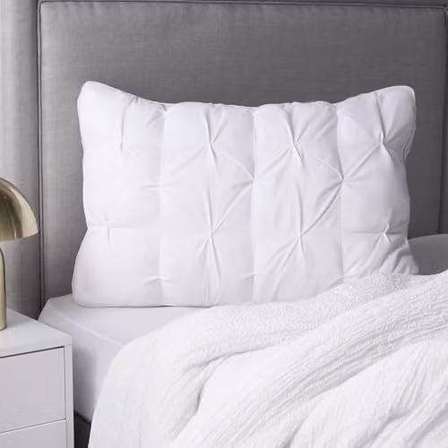 OHS Hotel Quality Hollowfibre Bed Pillow with Quilted Cover, White – 1