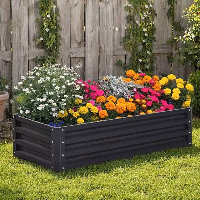 STILVORA Raised Garden Bed in Grey Steel, W/D/H: 120 x 60 x 30.5 cm – 1