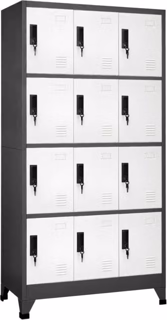 Berkfield Home Steel Locker Cabinet in Anthracite, White and Black, W/D/H: 90 x 45 x 180 cm – 1