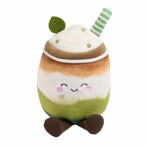 OHS Green Matcha Plush Round Scatter Cushion, 25 cm