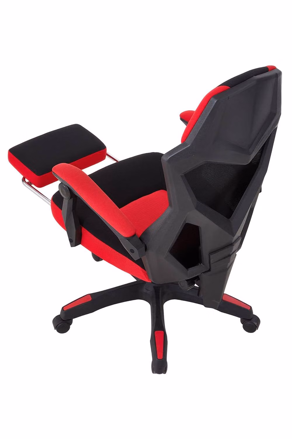 Living and Home Ergonomic High Back Gaming Office Chair with Footrest, Red and Black Fabric – 7