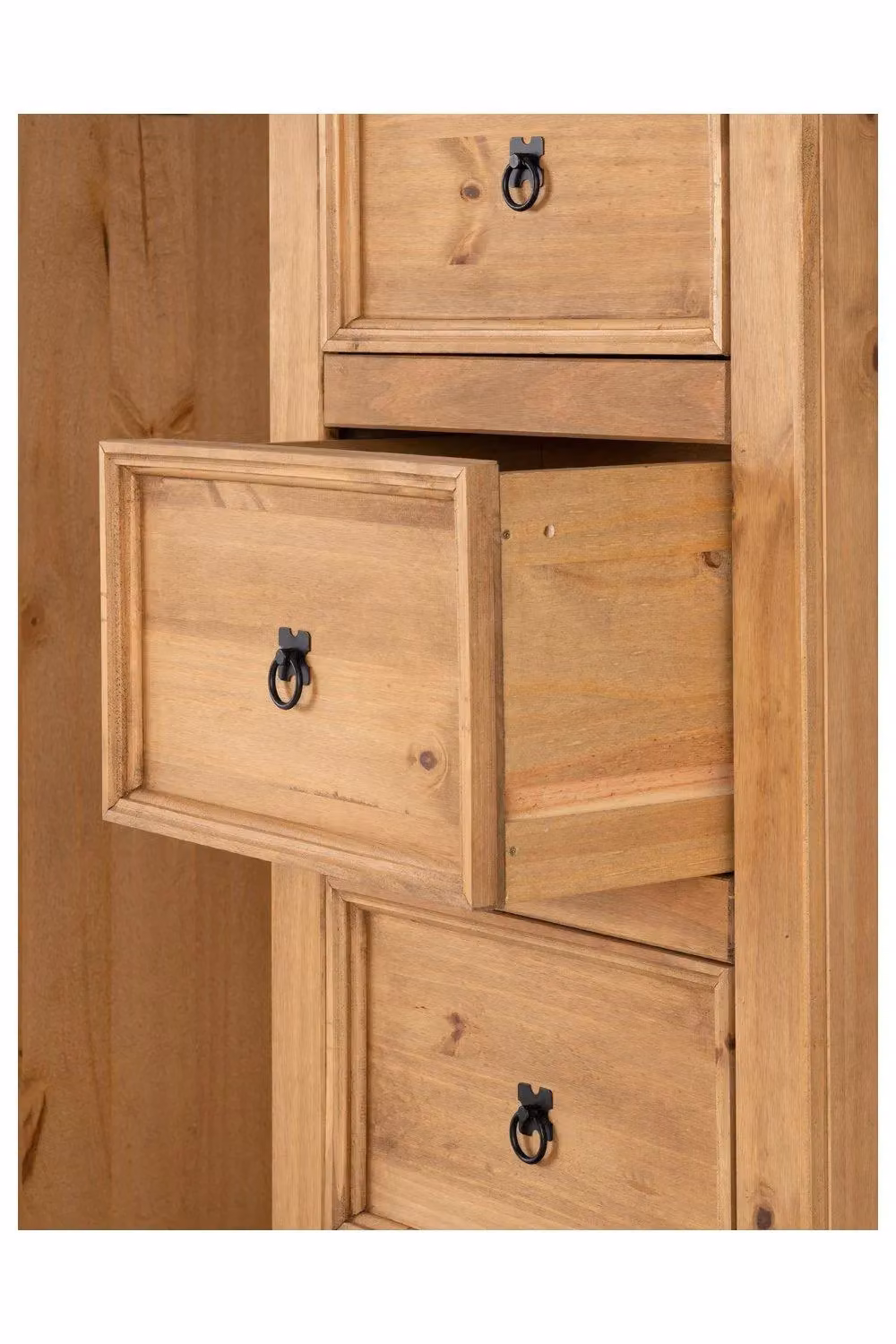Seconique Corona 1 Door 4 Drawer Low Wardrobe in Brown Waxed Pine – 4