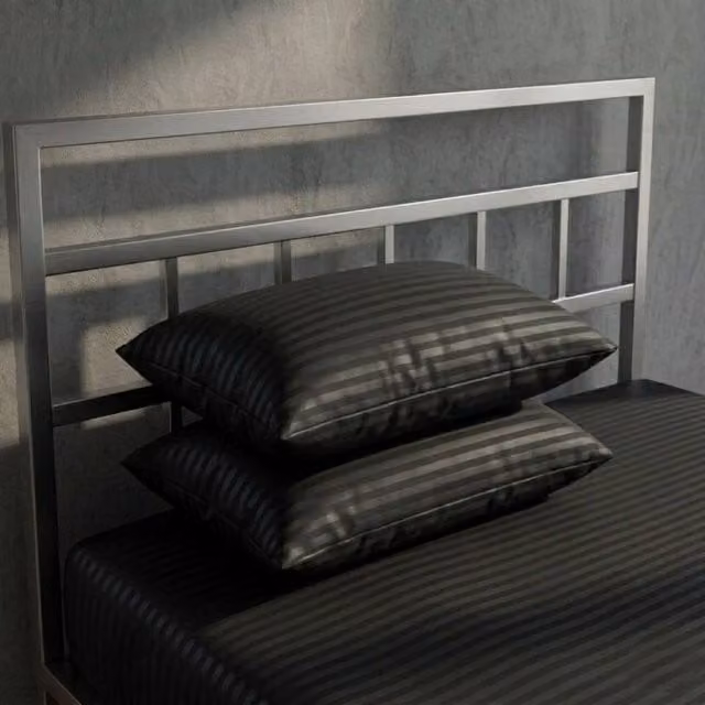Snug City Luxury 250TC Mako Satin Stripe Pillowcase Pair in Black, Standard Size