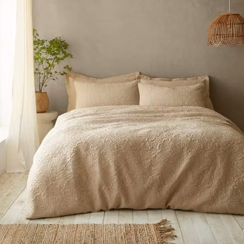 Pinsonic Casablanca Pineapple Elephant Double Duvet Cover Set with Pillowcases in Beige and Sand, W/D/H: 200 x 200 cm