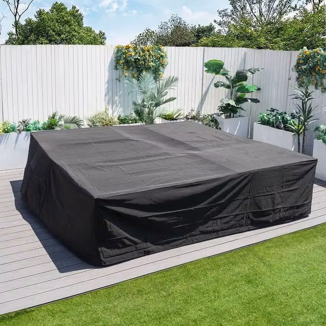 Direct Wicker 600D Garden Table and Chairs Set Covers, Black, W/D/H: 230 x 230 x 70 cm – 1