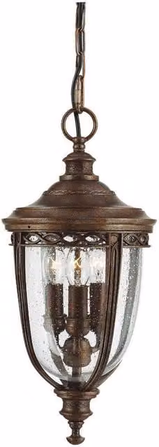 Netlighting English Bridle 3 Light Outdoor Ceiling Chain Lantern in British Bronze and Brown with Transparent Glass and E14 Bulbs – 1