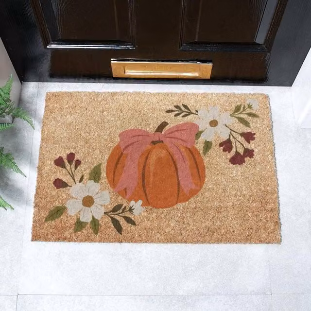 Artsy Mats Pumpkin Bow Doormat in Brown, W/D/H: 60 x 40 cm